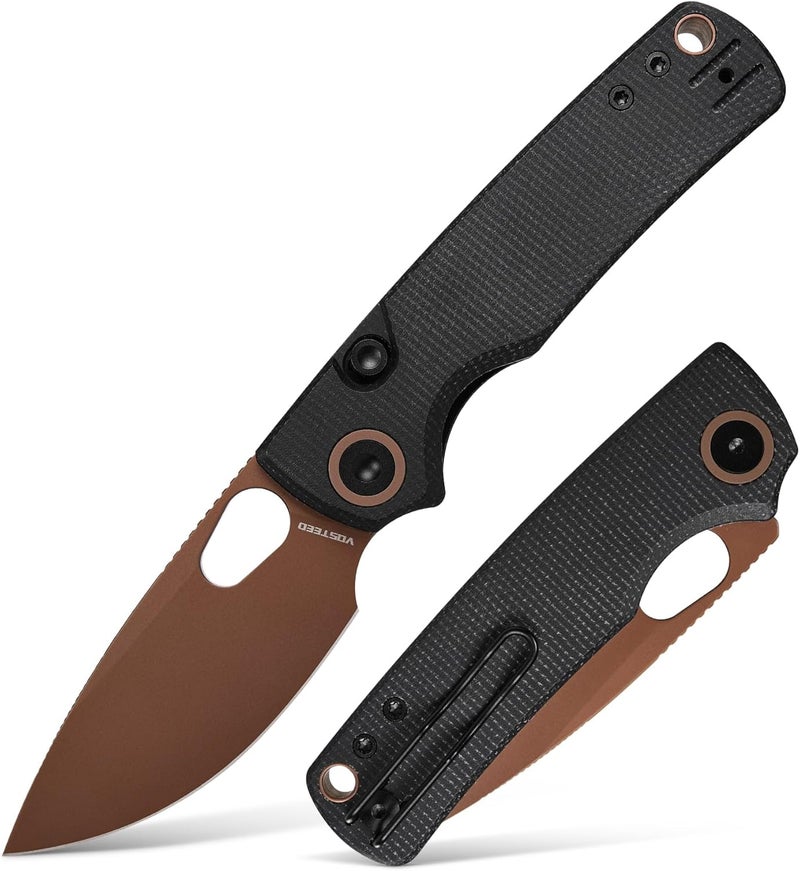 Vosteed Porcupine - EDC Pocket Knife, 2.99’’ 14C28N Steel Rose Gold Blade, Top Liner Lock Micarta Handle - Lightweight Folding knives with Clip for Men & Women Camping Outdoor-A2602 - Image 1